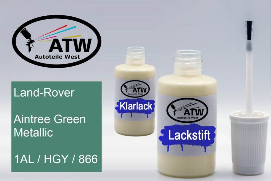 Land-Rover, Aintree Green Metallic, 1AL / HGY / 866: 20ml Lackstift + 20ml Klarlack - Set, von ATW Autoteile West.